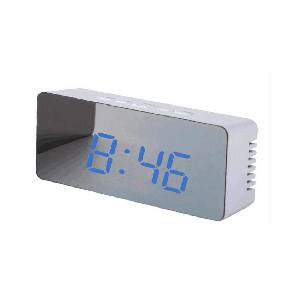 Jeobest Led Digital Alarm Clock Home Mirror Led Electronic Clock Bedside Alarm Temperature Display Bedroom Nightstand Clock With Usb Charger Port Rectangle White Shell Blue Light Mz Walmart Com Walmart Com