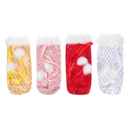 

4Pcs Xmas Wine Bottle Bags Wine Bottle Storage Pouches (Assorted Color)
