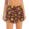 thumbnail image 2 of Rateoe Roosters Printed 2 in 1 Women's Workout Shorts for Athletic Gym Running Shorts with Phone Pockets-X-Large, 2 of 7