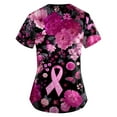 thumbnail image 3 of NAMTYQX Short Sleeve Shirts for Women Floral Stretch Breast Cancer Scrub Top Multicolor Size M, 3 of 4