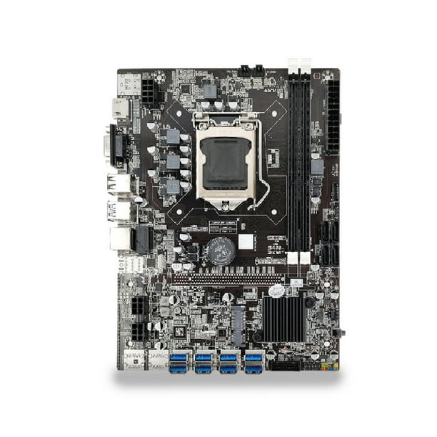 Cateissary Placa base B75, placa base de minería de capacidad máxima de 16G con Cable SATA con línea de conmutación, componentes de red Juegos de teclado y mouse para computadora