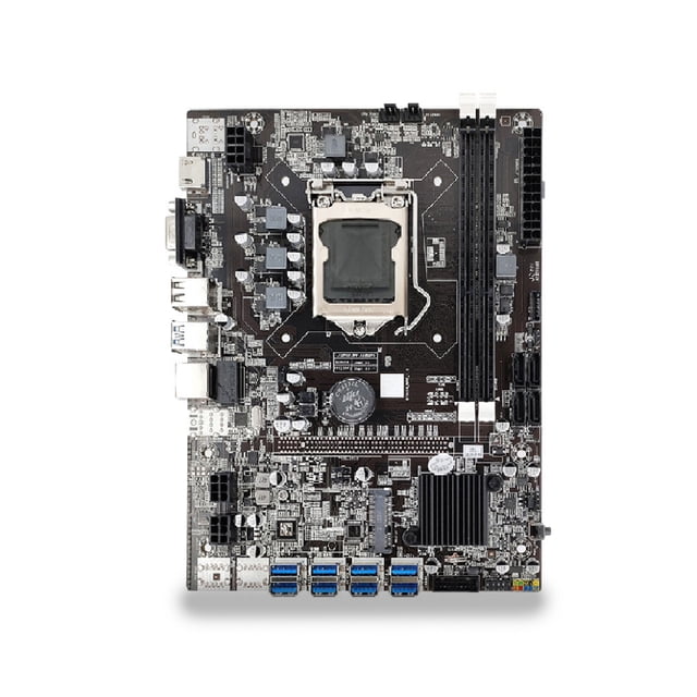 Inteprter Placa base B75, placa base de minería de capacidad máxima de 16G con Cable SATA con línea de conmutación, componentes de red informática Juegos de teclado y mouse para computadora