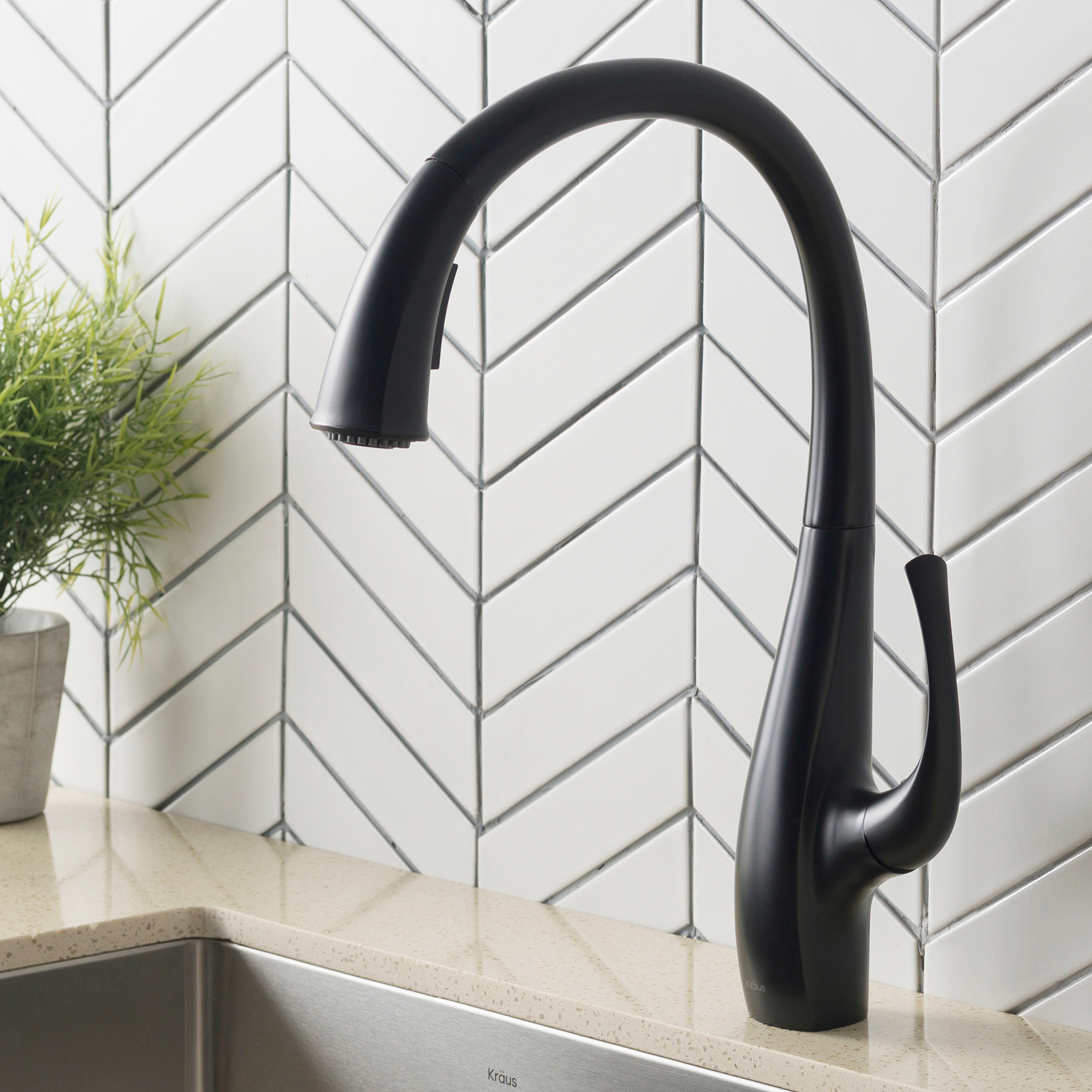 KRAUS Ansel™ Matte Black Finish Dual Function Pull-Down Kitchen Faucet