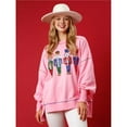 thumbnail image 3 of Sudadera con Lentejuelas de Cascanueces para Mujer, Sudadera Holgada Navideña de Larga con Cuello Redondo Rosa L, 3 of 6