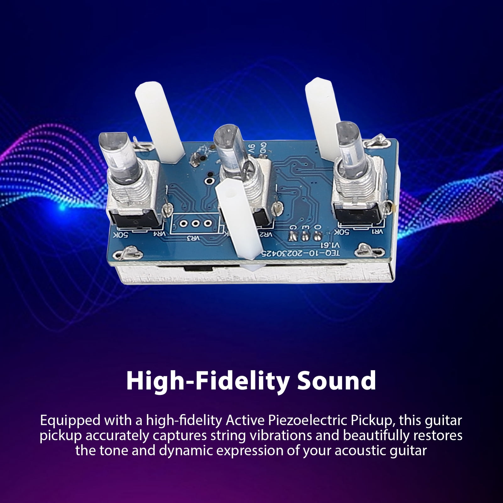 VOICE GUARD Classical Acoustic Guitar Piezoelectric Pickups High-Fidelity 3-Band EQ Adjustable Multi-Size Compatible 36-42 Inches Musical Instrument Accessories Black Set