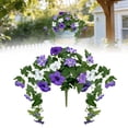 thumbnail image 2 of Artificial Fake Flowers Plants for Outdoor Decoration, 1PCS Faux Petunias Silk Flower UV Resistant No Fade for Home Outside Garden Balcony Yard Porch Realistic Indoor Decor,White,25.5x15.7", 2 of 9
