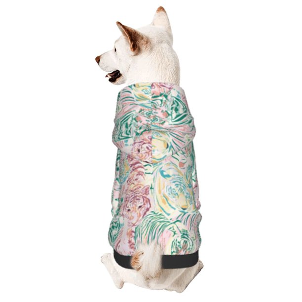 Fotbe Watercolor Tiger Sudadera con Estampado para Perros Pequeños – Suéter con Capucha para Mascotas, Tela Suave de Forro Polar con Bolsillo-X-Large