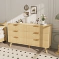 thumbnail image 4 of Feishominoo Fluted Dressers with 6 Drawers for Bedroom, Home Boho Wide Wood Chest of 6 Drawers Storage Organizer for Living Room Hallway Nursery, Oak, 4 of 9