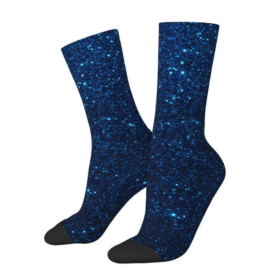 Rateoe Sparkling Blue Glitter for Women Casual Calf Socks - Cute Crew Socks - Thin Soft Above Ankle Socks Size 5-11