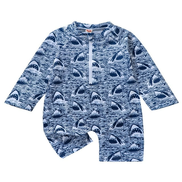 Toddler Kid Baby Boys Rash Guard Long Sleeve Zipper Beach Swimsuit One Piece Bathing Suit