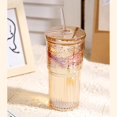 thumbnail image 3 of Vasos de vidrio GOSCHE con tapa y pajita, 20 oz, transparentes, para café helado, vintage, ondulados, para agua, café, té, transparentes, 2 unidades, 3 of 6