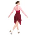 thumbnail image 2 of Kaerm Women Long Sleeve Gradient Color Rhinestone Figure Skating Dress Burgundy S, 2 of 6