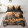 thumbnail image 3 of Manfei Brown Moose Deer 7-Piece Bedding Comforter Set,Jungle Animal King Bedding Sets,Western Country Lodge Bed Sheets For Boys Kids,Ultra Soft Home Decor Reversible, 3 of 9