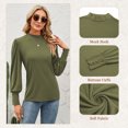 thumbnail image 5 of SWQZVT Womens Mock Neck Puff Long Sleeve Tops Casual Loose Solid Basic T Shirt Button Cuffs Pullovers Shirts Blouse, 5 of 6