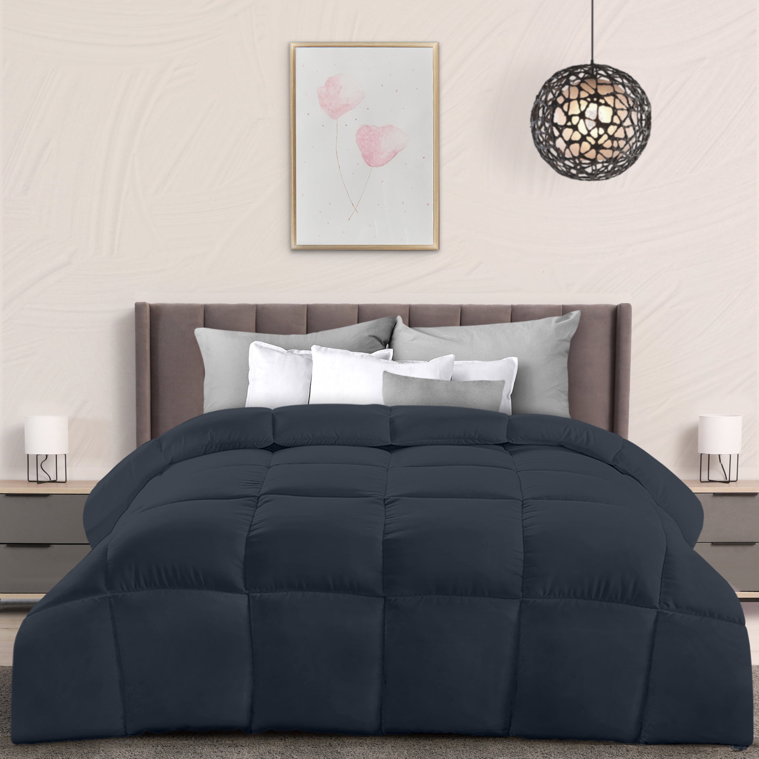 PEKUR All Season Comforter for Adults , Cozy & Lightweight,Box Stitched (Queen Size, Grey, 88"x88")