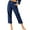Blue, variant on QLEICOM Women's Cropped Pants, Drawstring Stretch Sweatpants, Cotton Linen Loose Straight-Leg, Casual Elastic Waist Trousers with Pockets, Summer Running Jogging Athletic Pants Black L