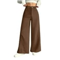 thumbnail image 2 of Women's Casual Wide Leg Pants, High Waist Loose Slimming Solid Color Long Trousers, Comfort Fashion Bottoms for Office, Travel and Daily Wear,Coffee,XL, 2 of 6