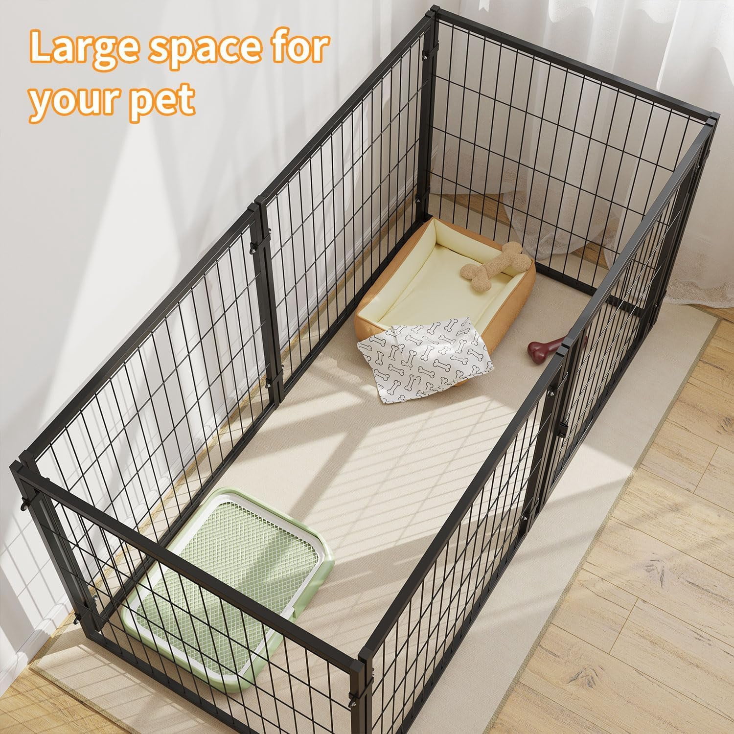 Acekid Heavy Duty Dog Crate 48 Inch&nbsp;- Indestructible Escape-Proof Metal Dog Kennel, Furniture Style Pet Cage for Large/Medium/Small Dogs, Three-Sided Design, Indoor & Outdoor Use