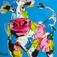 thumbnail image 2 of Fiore, Art 12x12 Black Ornate Wood Framed with Double Matting Museum Art Print Titled - Colourful art cow, 2 of 4
