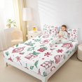 thumbnail image 4 of Manfei Cute Xmas Snowflake Twin Sheet Sets,Christmas Tree Flowers Twin Fitted Sheet,Red Green White Flat Sheet For Teens,Microfiber Bedroom Decor,3-Piece, 4 of 7
