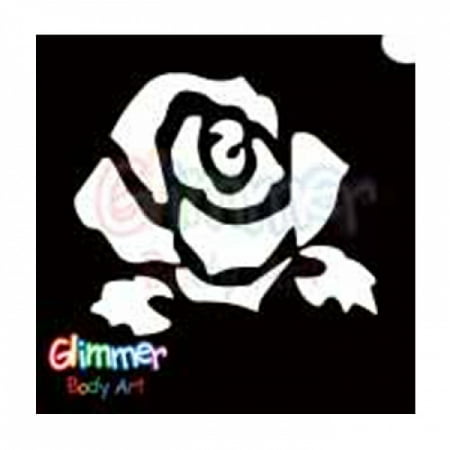 Glimmer Body Art Glitter Tattoo Stencils - Rose 1