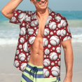 thumbnail image 5 of Lsque Cute Baseball pattern Hawaiian Shirt for Men, Unisex Summer Beach Casual Short Sleeve Button Down Shirts-XX-Large, 5 of 9