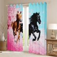 thumbnail image 2 of Erosebridal Galloping Horse Black Out Curtains, Pink Cherry Blossoms Curtains Pack of 2 (42x63 Each), 2 of 6