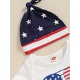 thumbnail image 6 of Hirigin My First 4th of July Baby Boy Outfit Newborn Short Sleeve Romper+Pants+Hat 0 3 6 12 Months Fourth of July Clothes Set, 6 of 8
