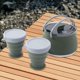 thumbnail image 1 of Hervidor de agua plegable y 2 tazas de agua caldera de agua al aire libre hervidor de agua 1.5l maker de té utensilios de cocina para mochilero de, 1 of 8