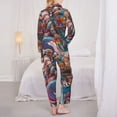 thumbnail image 3 of KLL Fantasy Colorful Beast Print Women's Long Sleeve Pajamas with Pants Sleepwear Loungewear 2 Set-Large, 3 of 8