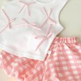 thumbnail image 4 of KPOPLK Toddler Baby Girl Clothes Summer Outfits Infant Sleeveless Ruffled Vest Top Shirts Cute Bow Short Sets 2Pcs for 9M-6Y(5-6 Years,Pink), 4 of 5