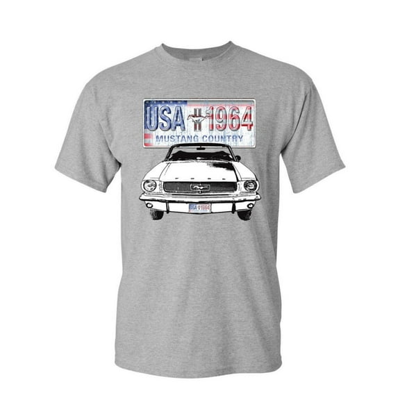 Tee Hunt Mustang Country 1964 T-Shirt Ford Legend USA American Classic Mens Shirt
