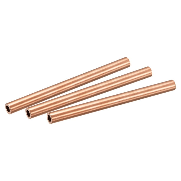 Tubo de cobre Redondo Unique Bargains 8mm OD 1,5mm Grosor 100mm longitud 3uds