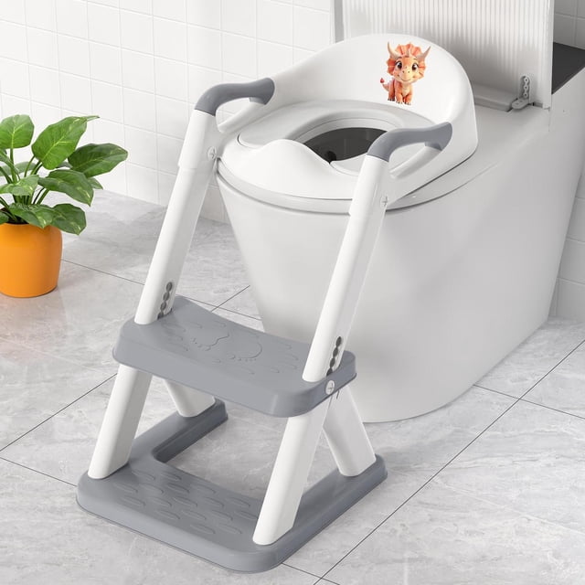SKYROKU 8868 - Asiento de inodoro para niños pequeños y niñas, inodoro de entrenamiento 2 en 1, prot