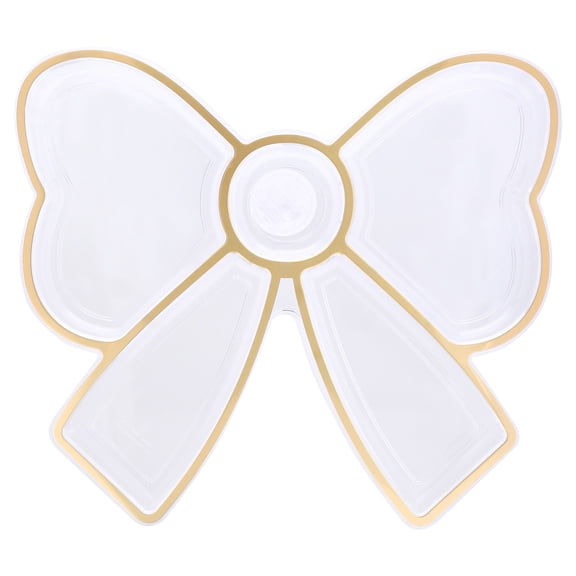 Bow-Shaped Clear and Gold Plastic 12" x 10.51" Serving Tray, by Way To Celebrate