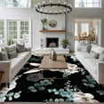 thumbnail image 4 of Easter Bunny Area Rugs 5x8ft Watercolor Floral Eucalyptus Leaves Rabbit Black Floor Rug Non Slip Low Pile Ultra Soft Carpet for Entryway Indoor Bedroom Dining Room Under Table, 4 of 9