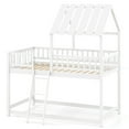 thumbnail image 2 of Costway Twin Over Twin House Bunk Bed with Roof, Ladder & Full-length Guardrails for Kids White, 2 of 10