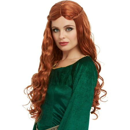Womens Medieval Queen Of The North Auburn Wig Costume Accessory
