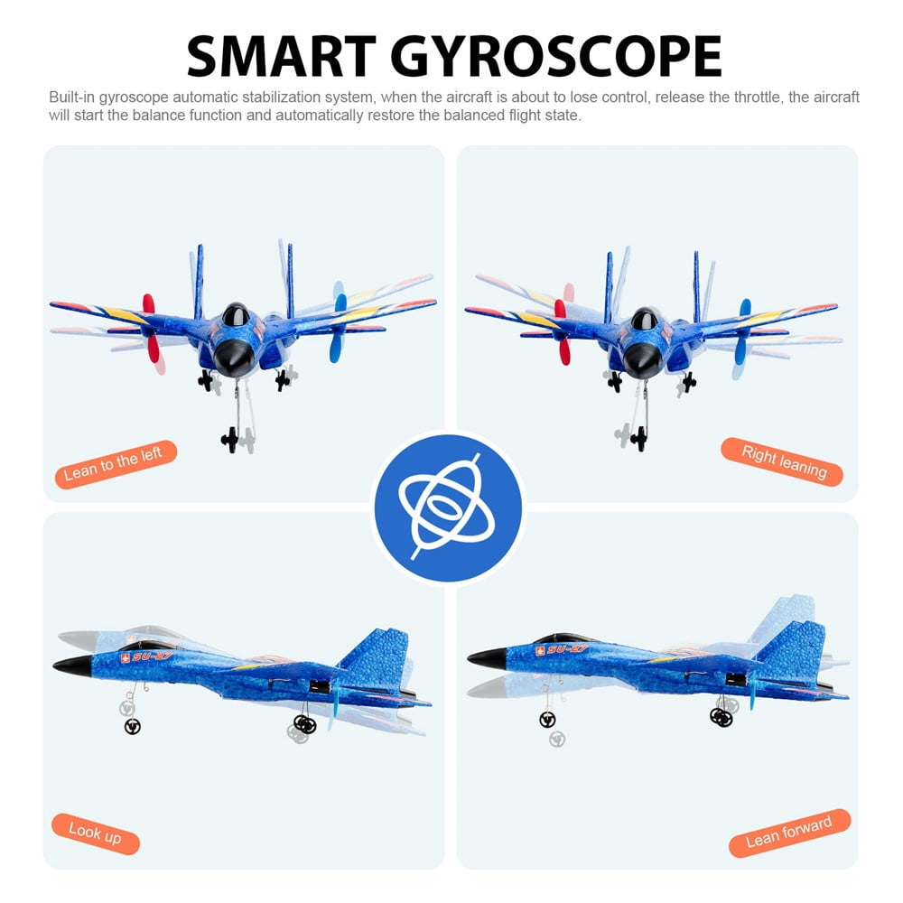 SU27 RC Plane Glider Airplanes 2.4G 2CH Remote Control Aircraft Fighter Blue for Adult/Kids/Beginner