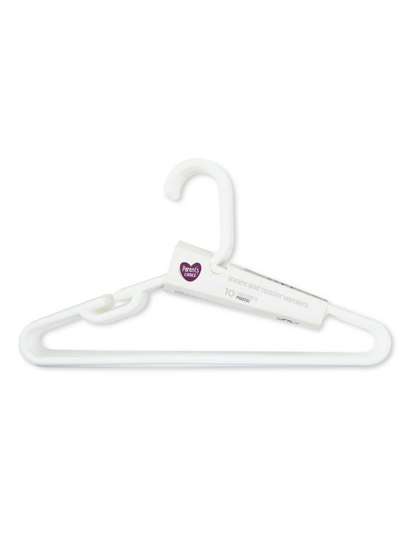 Parents' Choice Brand Infant and Toddlers Clothing Hanger, White Color, 10 Pack/Set, Durable High-Quality Plastic Kids Hanger