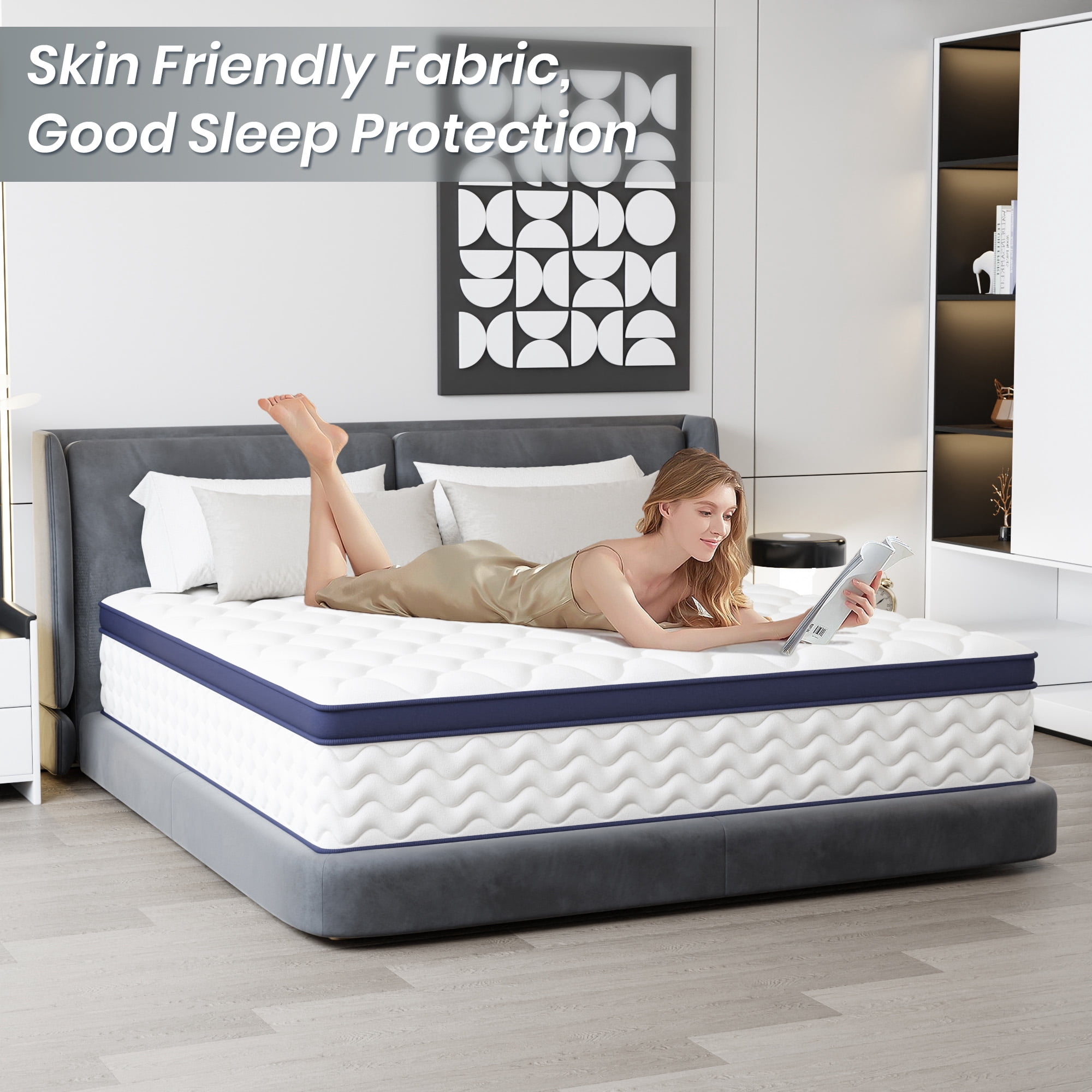 YINIX 12 Inch Hybrid Memory Foam Mattress in a Box, King