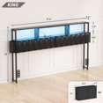thumbnail image 2 of iSunirm Upholstered Twin Headboard with Hidden Drawer Storage, King Size Bed Headboard with Power Outlet and LED Light, Free Standable, Sturdy and Stable Meta Frame, Noisy Free, Gray Oak, 2 of 7
