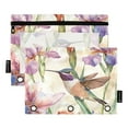thumbnail image 2 of Ckdifva Hummingbirds Irises Pencil Pouch 3 Ring Zipper Pencil Case Binder Pockets Clear Top Cosmetic Bag 2 Pack, 2 of 6