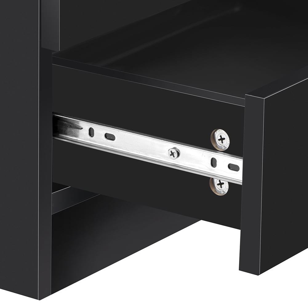 Kadyn LED Nightstand, Bedside Table with 2 Drawers and USB Charging Ports, Night Table with Wireless Charging and Remote Control LED Light, Black Kadyn LED Nightstand, Bedside Table with 2 Drawers and USB Charging Ports, Night Table with Wireless Charging and Remote Control LED Light, Black
