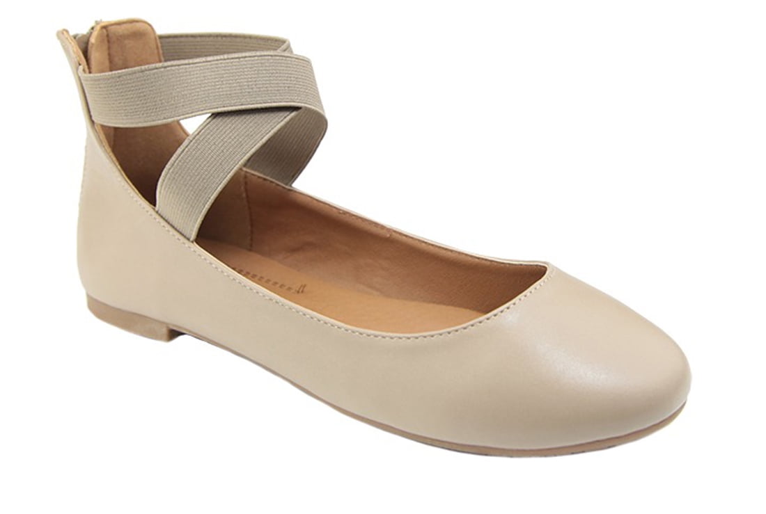 Kids Ballet Flats Ankle Strap Buckle Accent Girls Suede Casual Shoes Taupe