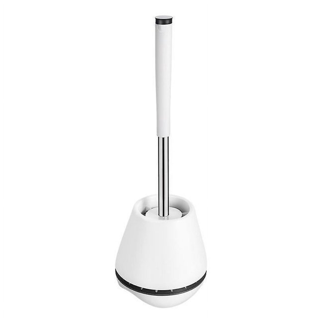 Juego de escobilla y soporte para inodoro de acero inoxidable con cerdas de silicona suave, juego de escobilla para inodoro de limpieza resistente para organización de almacenamiento en el b