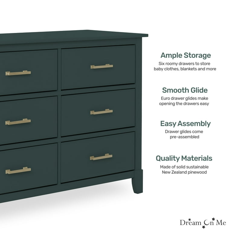 Dream On Me Universal Double Dresser in Olive, Kids Bedroom Dresser, Six  Drawers - Walmart.com