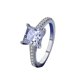 thumbnail image 2 of Anillo de plata de ley 925 para mujer, moda europea y americana, anillo de plata con diamantes anti-reales y cuatro garras de princesa cuadrada, joyería, 2 of 5