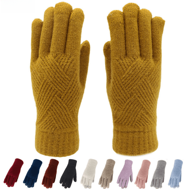 Guantes de invierno de punto con pantalla táctil para hombre y mujer, con forro polar, gruesos y cálidos, para montar a caballo
