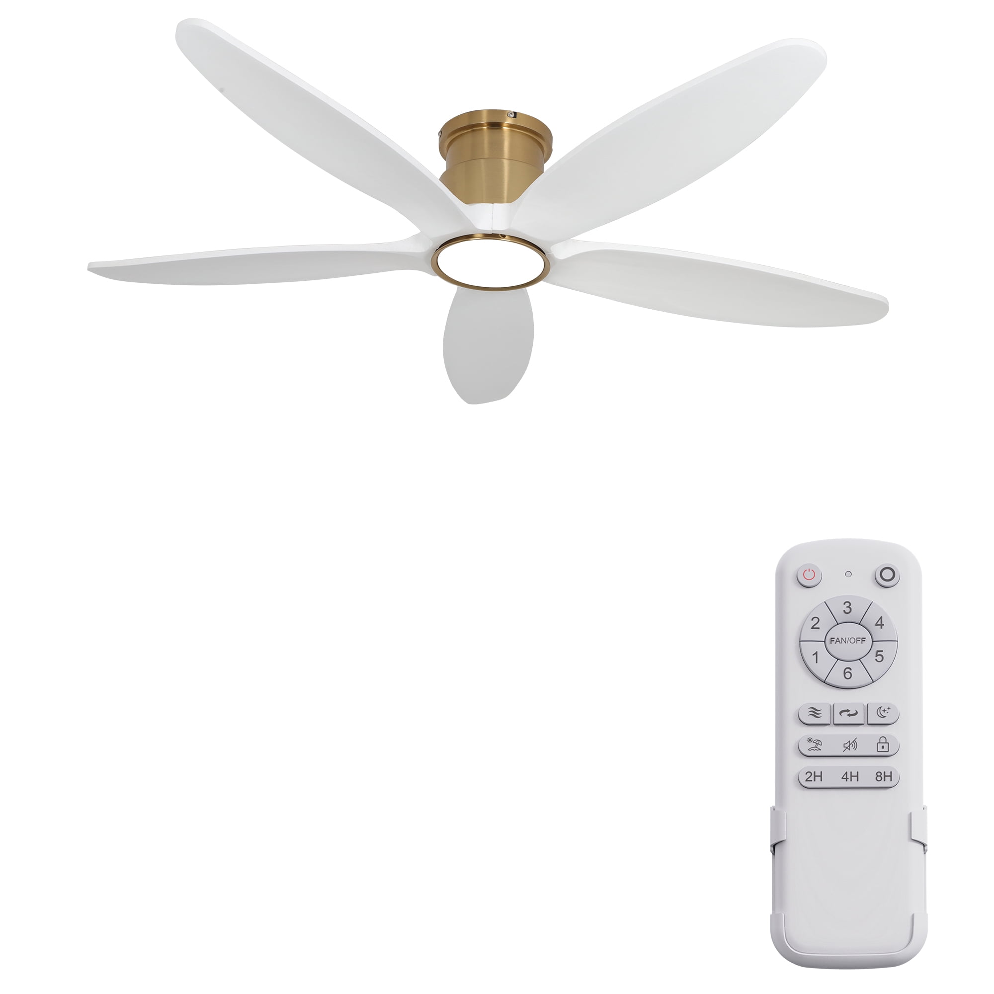 Wozzio 52-Inch Ceiling Fan with Integrated LED Light and Remote Control